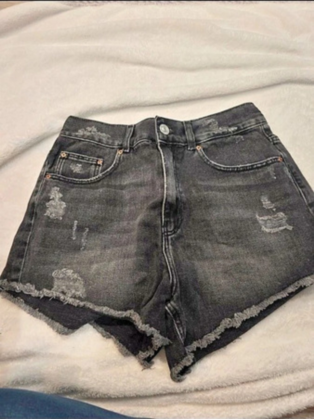 RA Girls' Black Distressed Denim Shorts Size 13-14